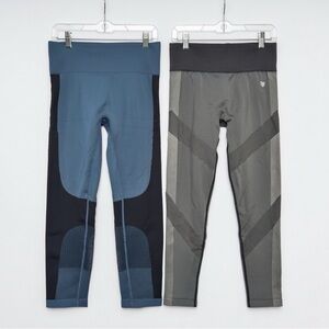 Tummy-Control Body Sculpting  Slimming Leggings Bundle Blue and Gray